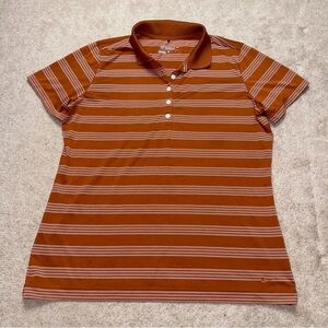 Nike Golf Tour Perforamce Striped Polo Shirt Womens XL Orange Outdoor Active
